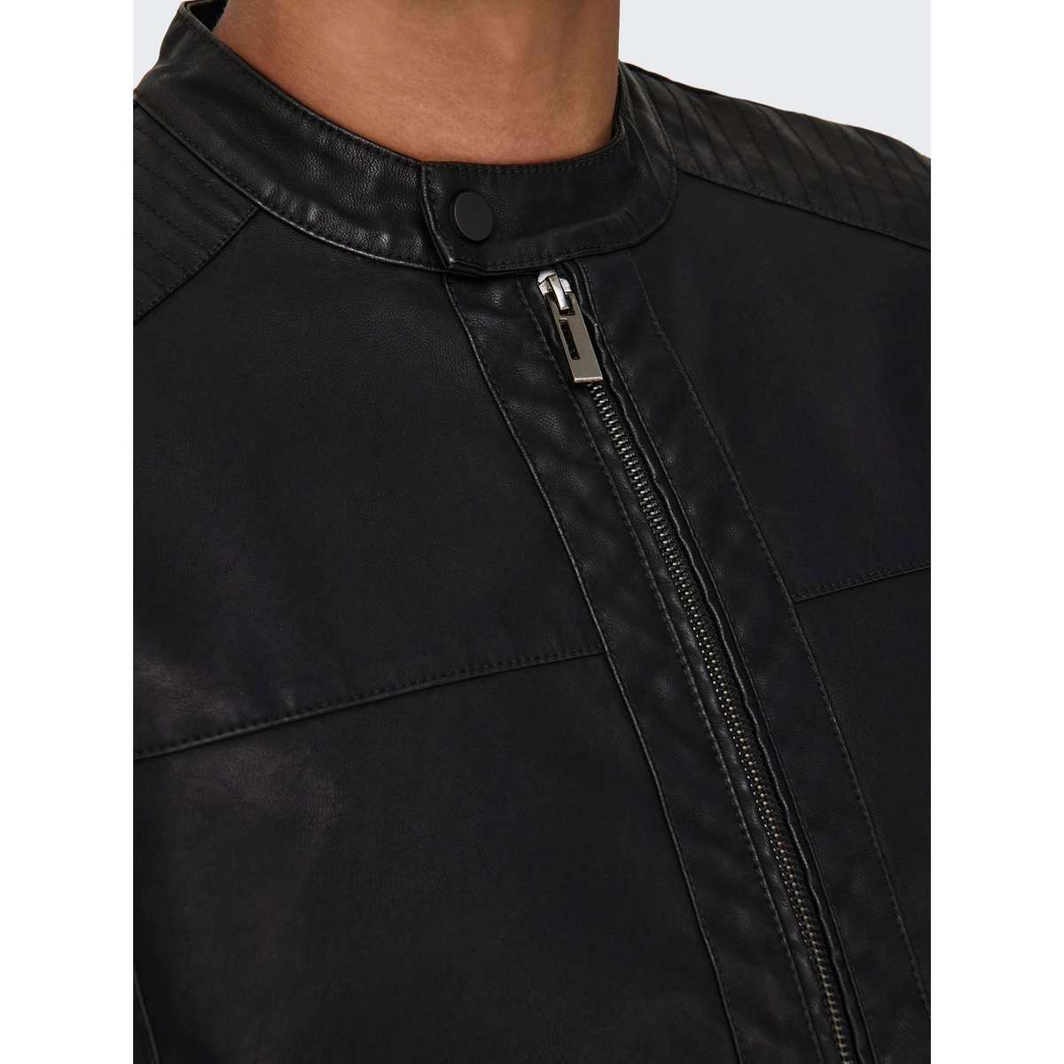 ONLY & SONS MEN΄S REGULAR FIT MIKE PU RACER JACKET 22012339 BLACK